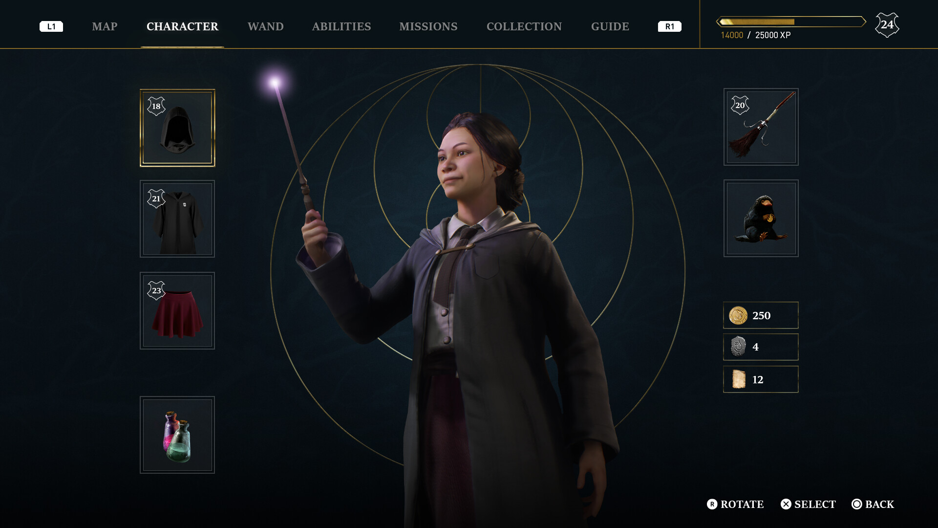 Как настроить палочки в hogwarts legacy