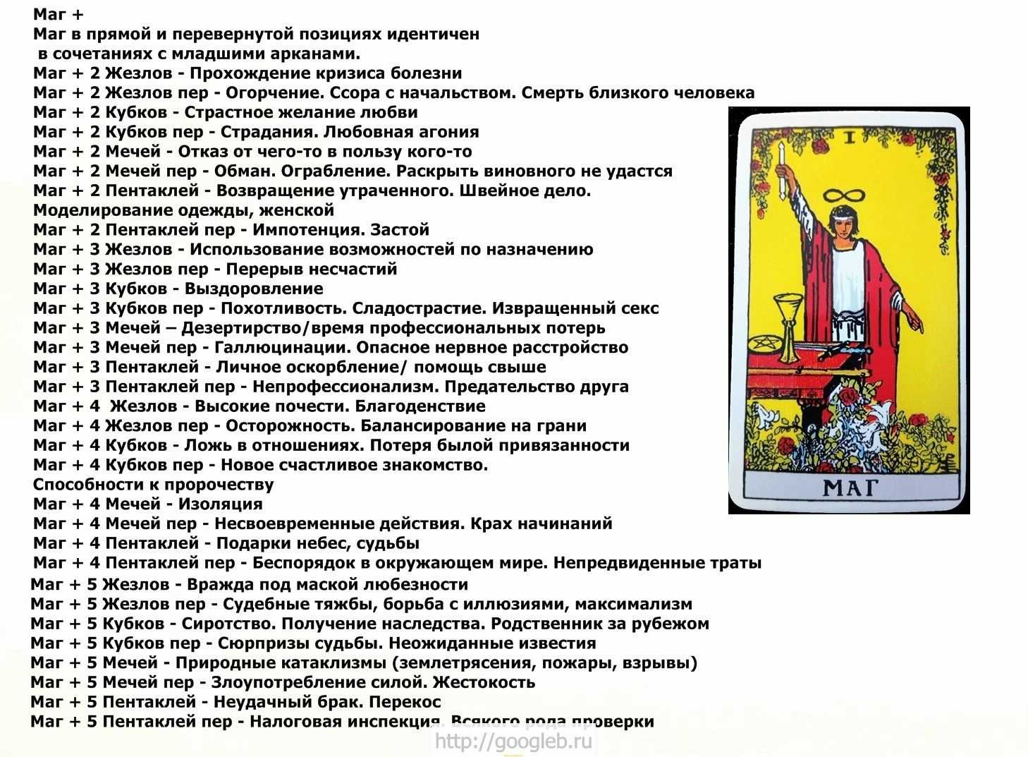 Карта таро маг: значение и сочетание с другими арканами